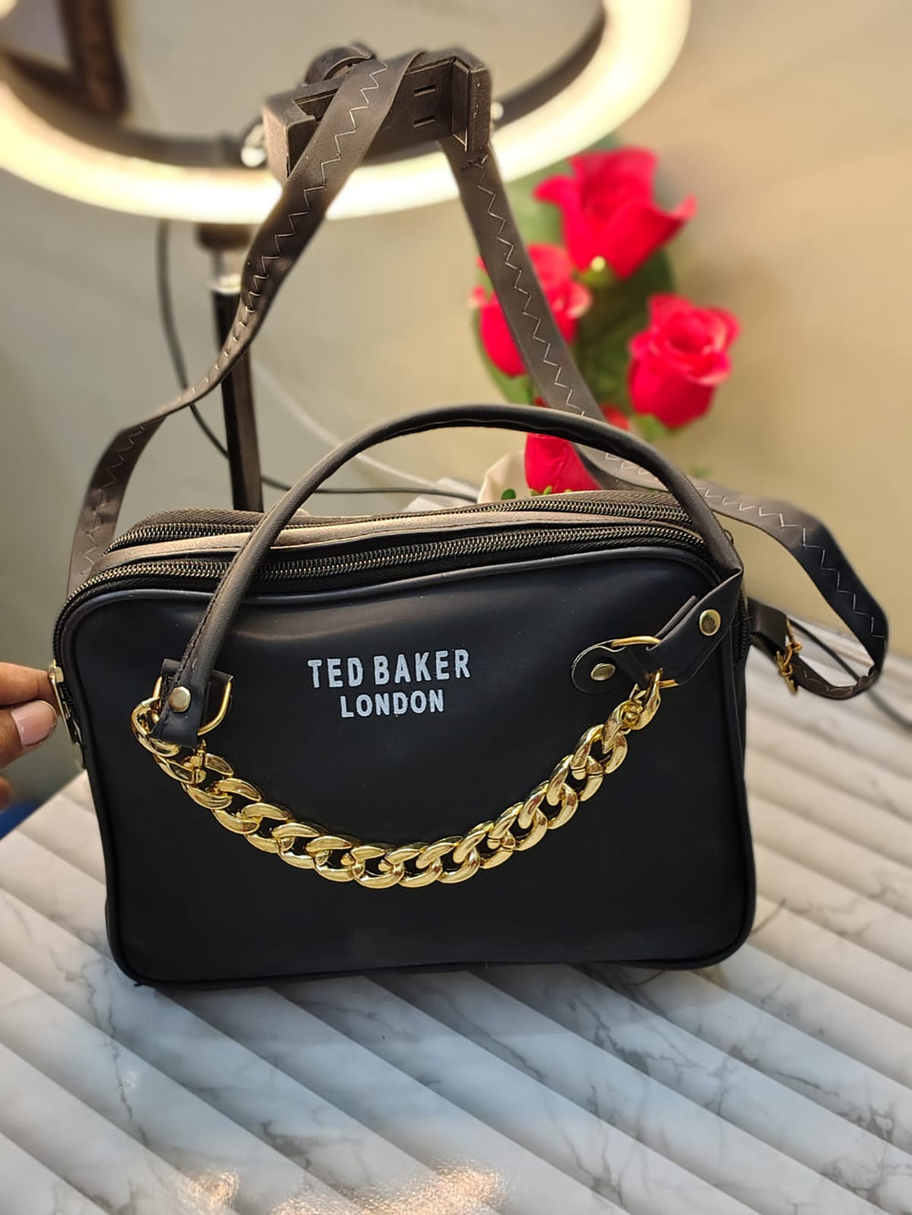 Midnight Luxe Chain Detail Handbag