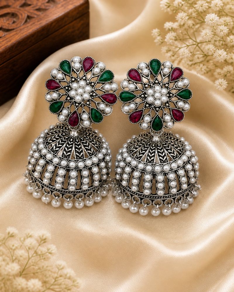 Rang Mahal Pearl Jhumka Earrings