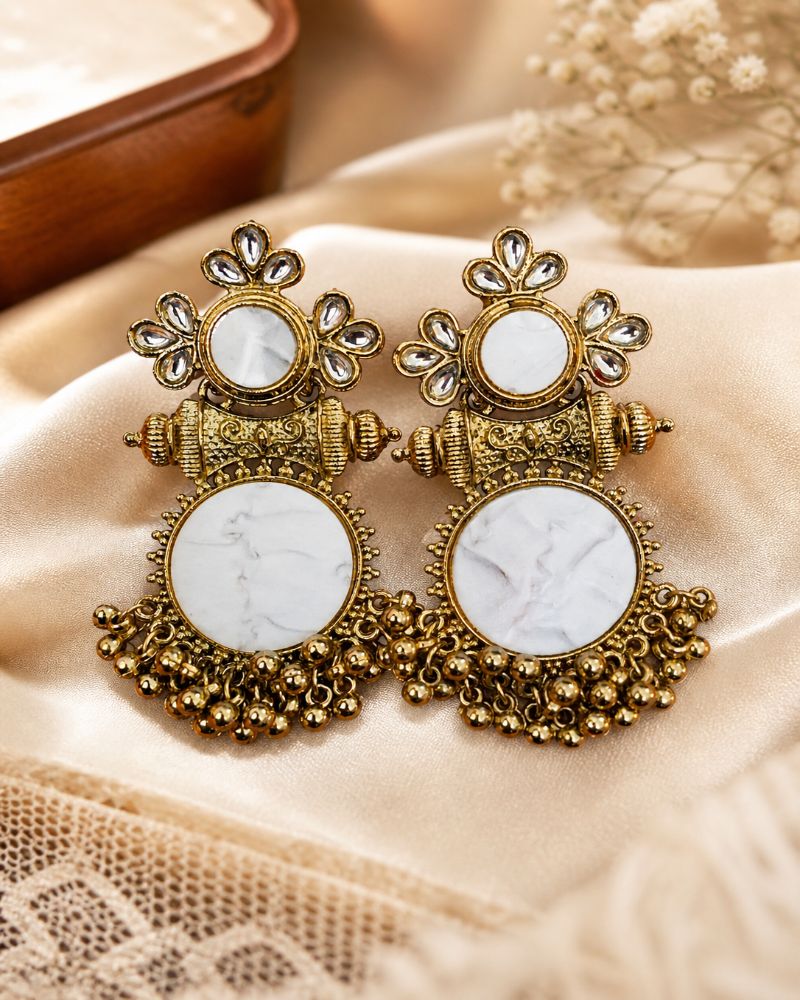 Marble Mahal Gold Statement Earrings
